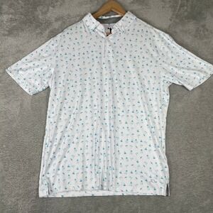 AndersonOrd Golf Polo Shirt Mens Medium White Beach Print Nautical Performance